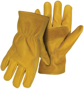 BOSS 6039X Driver Gloves with Palm Patch, XL, Keystone Thumb, Elastic Cuff, Cowhide Leather, Tan