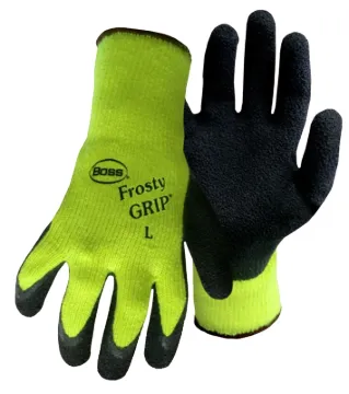 BOSS 8439NL Insulated Gloves, L, Knit Wrist Cuff, Acrylic/Latex Palm, High-Visibility Green