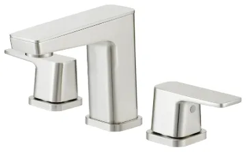 Boston Harbor Lavatory Faucet, 1.2 gpm, 2-Faucet Handle, 3-Faucet Hole, Brass/Zinc/Plastic, Brushed