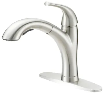 Boston Harbor Pull-Out Kitchen Faucet, 1.8 gpm, 1-Faucet Handle, 1, 3-Faucet Hole, Metal/Plastic, St