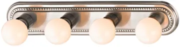 Boston Harbor 918-4-BN Vanity Bar Fixture, 100 W, 4-Lamp, G Lamp, Steel Fixture, Brushed Nickel Fixt