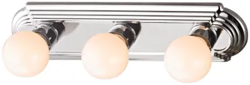 Boston Harbor 046043-CHROME Vanity Bar Fixture, 100 W, 3-Lamp, G Lamp, Steel Fixture, Polished Chrom