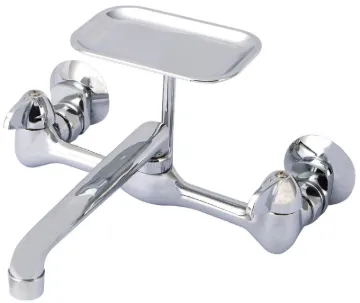Boston Harbor PF6363204 Laundry Faucet, 1.8 gpm, 2-Faucet Handle, 2-Faucet Hole, Brass, Wall Mountin