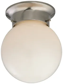 Boston Harbor Single Light Ceiling Fixture, 120 V, 60 W, 1-Lamp, A19 or CFL Lamp, Brushed Nickel Fix