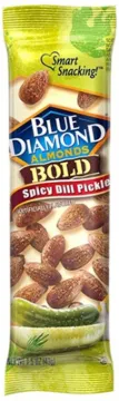 Blue Diamond BOLD Series 714322 Almonds, Spicy Dill Pickle Flavor, 1.5 oz Tube