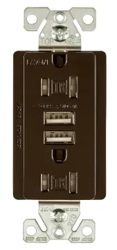 Arrow Hart TR7755RB-K-L Combination USB Receptacle, 2 -Pole, 3.1 A USB, 15 A Receptacle, 2 -USB Port