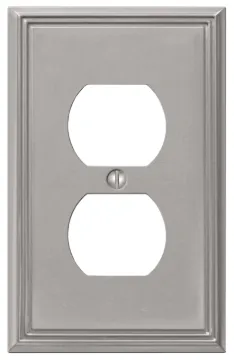 AmerTac Metro Line 77DBN Outlet Wallplate, 4-7/8 in L, 3 in W, 1 -Gang, Metal, Brushed Nickel, Wall