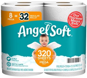 Angel Soft 79414 Toilet Tissue, 4 x 3.8 in Sheet, 1280 in L Roll, 2-Ply, Paper