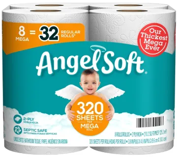 Angel Soft 79414 Toilet Tissue, 4 x 3.8 in Sheet, 1280 in L Roll, 2-Ply, Paper