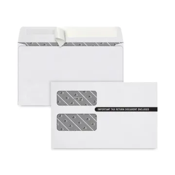 1099 Self-Seal Security Tinted Double Window Envelope, Square Flap, Self-Adhesive Closure, 5.63 x 9.