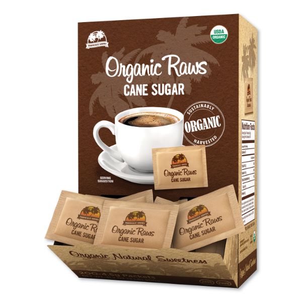 Raw Turbinado Sugar Packets, 0.16 oz Packet, 200 Packets/Box Plastic