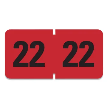 Yearly End Tab File Folder Labels, 22, 0.75 x 1.5, Red, 500 Labels/Roll