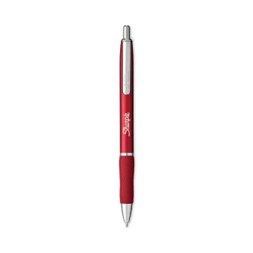 S-Gel Premium Metal Barrel Gel Pen, Retractable, Medium 0.7 mm, Black Ink, Red Barrel, 4/Pack