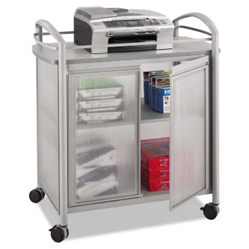 Impromptu Refreshment Cart/Machine Stand, Engineered Wood, 3Shelf, 34 x 21.25 x 36.5, Gray/Silver, S