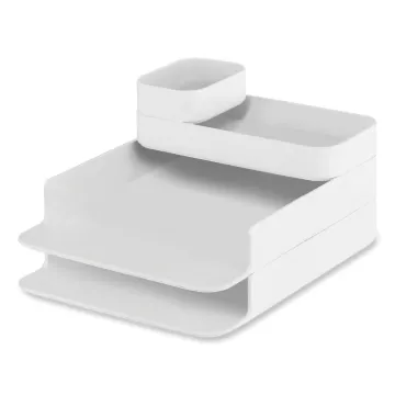 Plastic Stacking Desktop Sorter Set, 4 Sections, 10" x 12.25" x 6.25", White, Ships in 1-3 Business