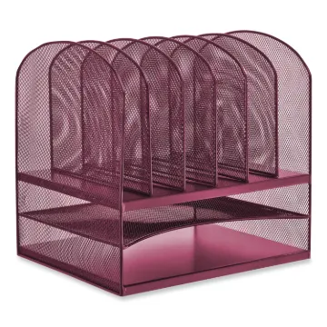 Onyx Desk Organizer w/Two Horizontal and Six Upright Sections,Letter Size, 13.25 x 11.5 x 13, Wine,S