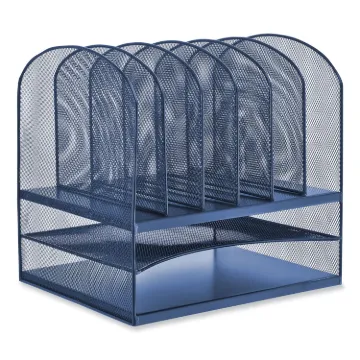 Onyx Desk Organizer w/Two Horizontal and Six Upright Sections, Letter Size, 13.25x11.5x13, Blue, Shi