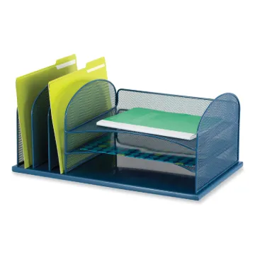 Onyx Desk Organizer w/Three Horizontal and Three Upright Sections,Letter Size,19.25x11.5x8.25,Blue,S