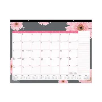 Monthly Desk Pad Calendar, 22 x 17, Pink/White Sheets, Clear Binding, Clear Corners, 12-Month (Jan t