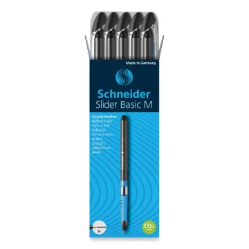 Slider Basic Ballpoint Pen, Stick, Medium 0.8 mm, Black Ink, Black Barrel, 10/Box