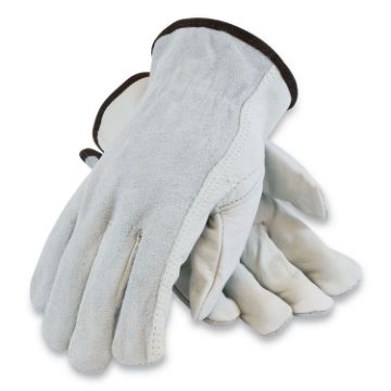 Top-Grain Leather Drivers Gloves with Shoulder-Split Cowhide Leather Back, X-Large, Gray