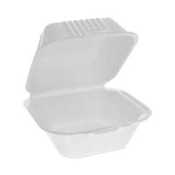 SmartLock Foam Hinged Lid Container, Sandwich, 5.75 x 5.75 x 3.25, White, 504/Carton