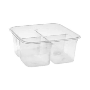EarthChoice Square Recycled Bowl,4-Compartment, 32 oz, 6.13 x 6.13 x 2.61, Clear, Plastic, 360/Carto