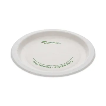 EarthChoice Pressware Compostable Dinnerware, Plate, 6" dia, White, 750/Carton