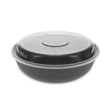 EarthChoice Versa2Go Microwaveable Container, 30 oz, 6.8 x 6.8 x 2.2, Black/Clear, Plastic, 150/Cart