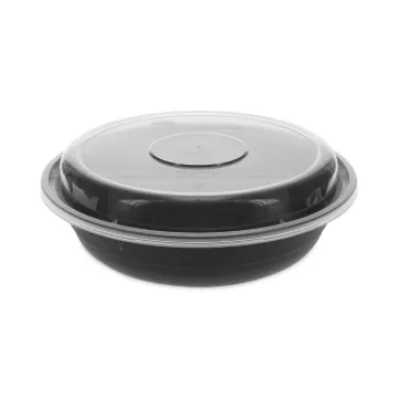 EarthChoice Versa2Go Microwaveable Container, 22 oz, 6.8 x 6.8 x 1.8, Black/Clear, Plastic, 150/Cart