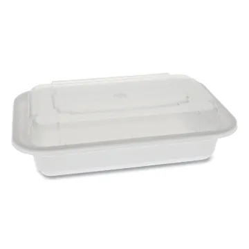 Newspring VERSAtainer Microwavable Containers, Rectangular, 16 oz, 5 x 7.25 x 2, White/Clear, Plasti