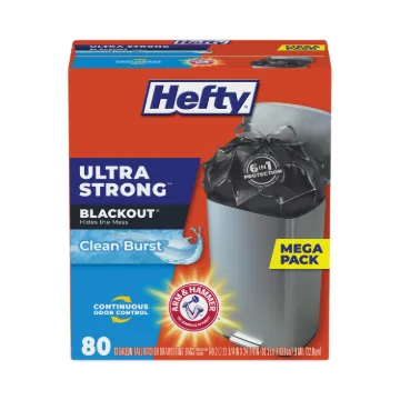 Ultra Strong BlackOut Tall-Kitchen Drawstring Bags, 13 gal, 0.9 mil, 23.75" x 24.88", Black, 80 Bags