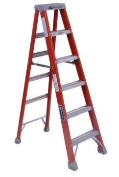 Louisville FM1506 Twin Step Ladder, 125 in Max Reach H, 5-Step, 300 lb, Type IA Duty Rating, 3 in D