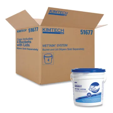 WetTask Wiping System - Bucket with Lid Only, Polyethylene, White/Blue