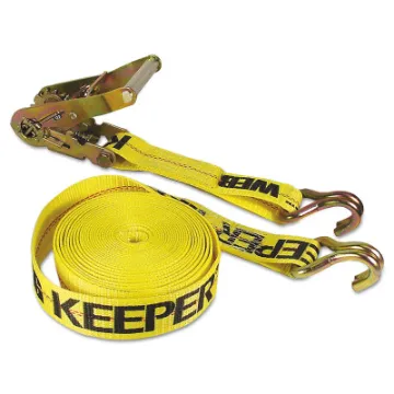 KEEPER 04624 Tie-Down, 2 in W, 40 ft L, Polyester, Yellow, 3333 lb, J-Hook End Fitting, Steel End Fi