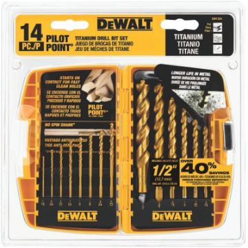 DeWALT DW1354 Drill Bit Set, 14 -Piece, HSS, Titanium
