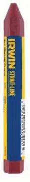 IRWIN STRAIT-LINE 66401 Permanent Lumber Crayon, Red, 1/2 in Dia, 4-1/2 in L, 12