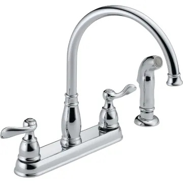 DELTA Windemere 21996LF Kitchen Faucet with Side Spray, 1.8 gpm, 2-Faucet Handle, Plastic, Chrome, D