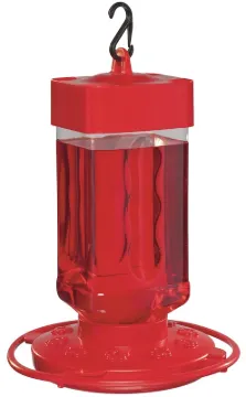 Daisy First Nature 993055-546 Hummingbird Feeder, 32 oz, Plastic, Bright Red