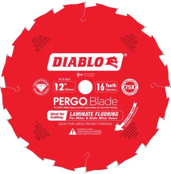 Diablo D1216LF Circular Saw Blade, 12 in Dia, 1 in Arbor, 16 -Teeth, Polycrystalline Diamond Cutting