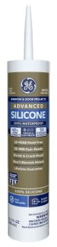 GE Advanced Silicone 2 2811093 Window & Door Sealant, White, 24 hr Curing, 10.1 fl-oz Cartridge