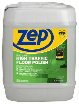 Zep ZUHTFF5G Floor Polish, 5 gal Package, Can, Liquid, Mild Ammonia, Milk/Translucent White