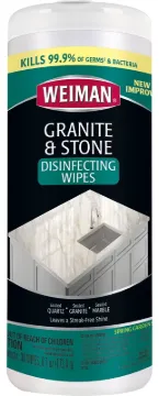 Granite and Stone Disinfectant Wipes, 1-Ply, 7 x 8, Spring Garden Scent, White, 30/Canister, 6 Canis