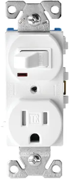 Eaton Wiring Devices TR274W Combination Switch Control, 1-Pole, 15 A, 125/120 V, NEMA: 5-15R, White