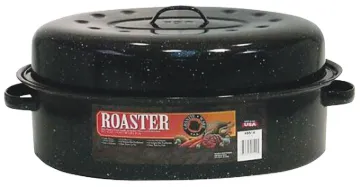 Granite Ware F0510-4 Roaster, 20 lb Capacity, Porcelain/Steel, Black, Dark Enamel, 19 in L, 13-1/2 i