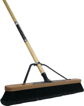Quickie 863HDSU Push Broom, 24 in Sweep Face, 3-1/8 in L Trim, Polypropylene Bristle, Bolt-On, Wood