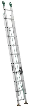Louisville AE4220PG Extension Ladder, 240 in H Reach, 225 lb, 20-Step, 1-1/2 in D Step, Aluminum