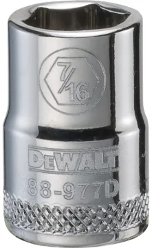 DeWALT DWMT88977OSP Hand Socket, 7/16 in Socket, 3/8 in Drive, 6 -Point, Vanadium Steel, Polished Ch