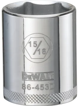 DeWALT DWMT86453OSP Drive Socket, 15/16 in Socket, 1/2 in Drive, 6 -Point, Steel, Polished Chrome Va