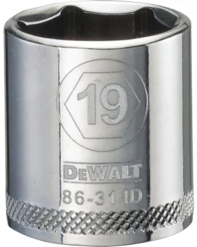 DeWALT DWMT86314OSP Hand Socket, 19 mm Socket, 3/8 in Drive, 6 -Point, Vanadium Steel, Polished Chro